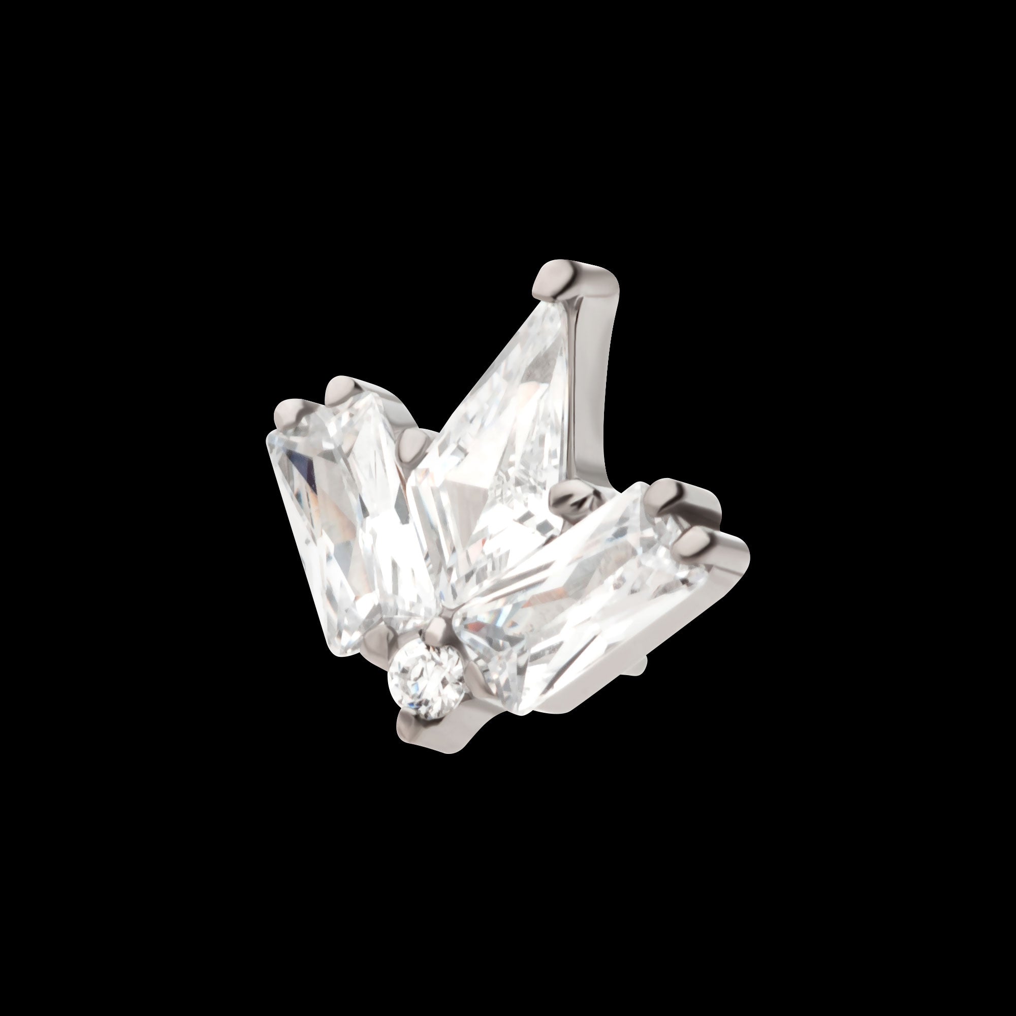 Multi Shape Clear CZ 4-Cluster Flatback Stud Earring / Nosering - Clear CZ in Titanium