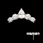 Prong Set Round & Teardrop Shape CZ 5-Cluster Flatback Stud Earring / Nosering - CZ in Titanium
