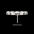 Prong Set Round & Teardrop Shape CZ 5-Cluster Flatback Stud Earring / Nosering - CZ in Titanium