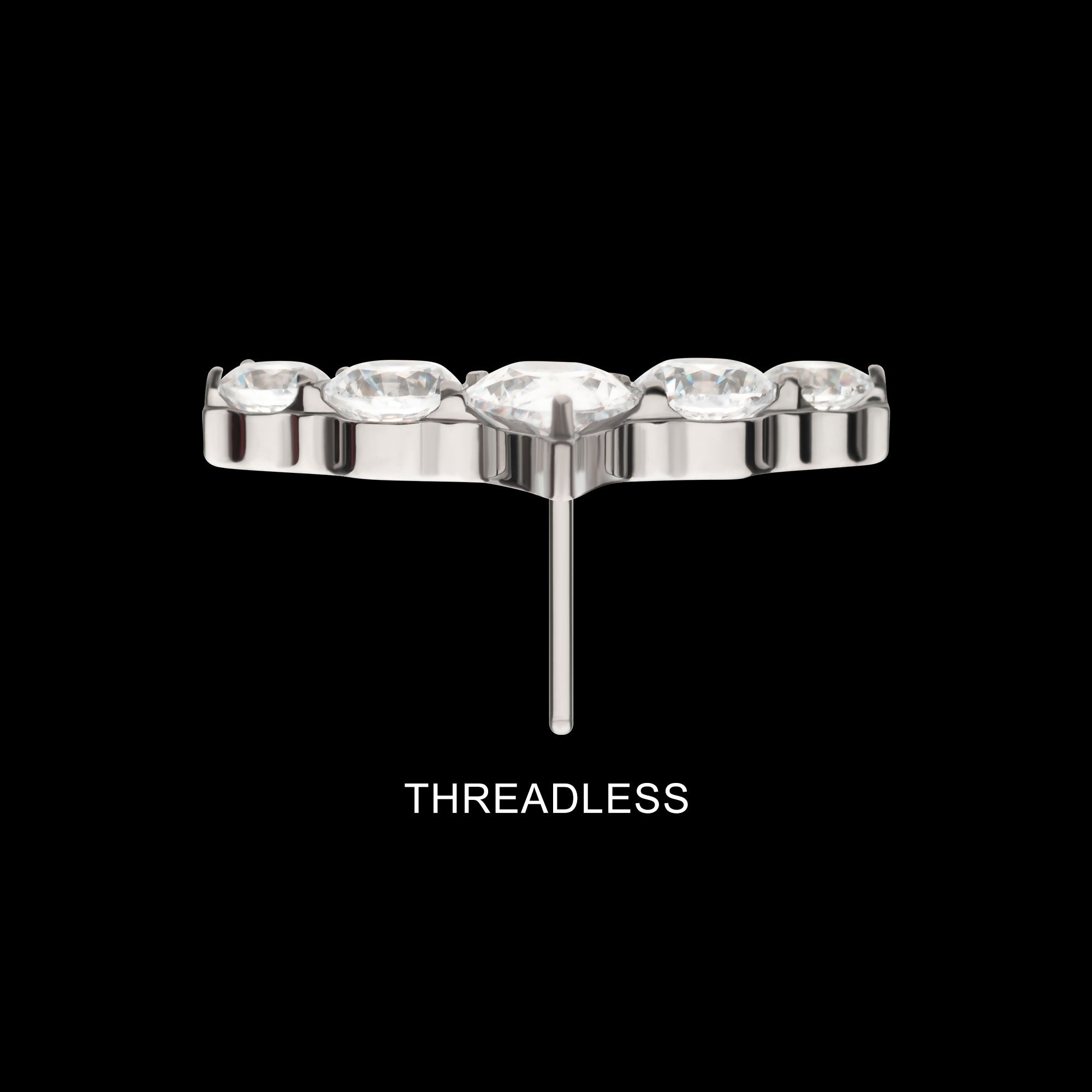 Prong Set Round & Teardrop Shape CZ 5-Cluster Flatback Stud Earring / Nosering - CZ in Titanium
