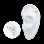 Prong Set Round & Teardrop Shape CZ 5-Cluster Flatback Stud Earring / Nosering - CZ in Titanium