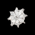 8-Cluster Prong Set Kite Shape CZ Flower Flatback Stud Earring / Nosering - CZ in Titanium