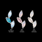 Vine Shape with 3-Tier Alternating Opalite/CZ Marquise Flatback Stud Earring / Nosering - CZ & Opal in Titanium