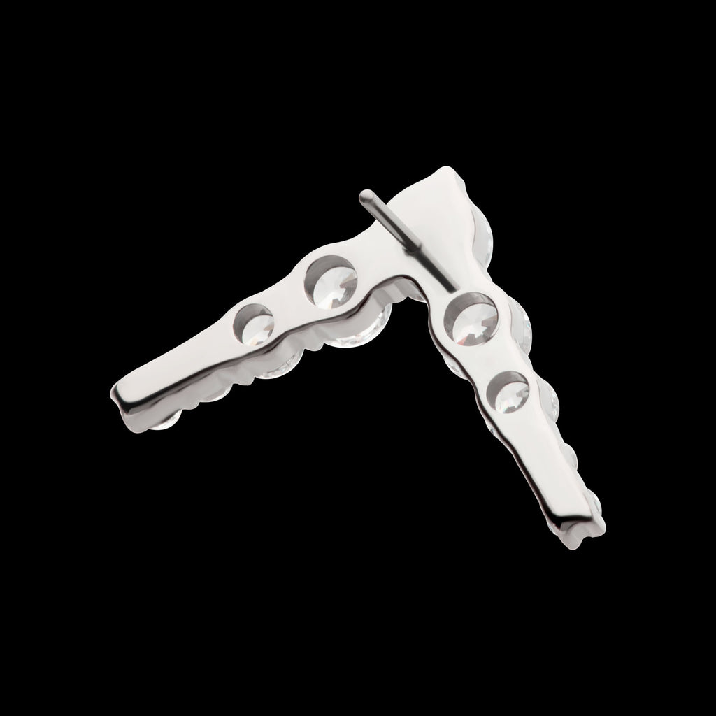 9-Cluster Prong Set Round CZ Chevron Shape Flatback Stud Earring / Nosering - CZ in Titanium