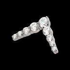 9-Cluster Prong Set Round CZ Chevron Shape Flatback Stud Earring / Nosering - CZ in Titanium