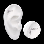 9-Cluster Prong Set Round CZ Chevron Shape Flatback Stud Earring / Nosering - CZ in Titanium