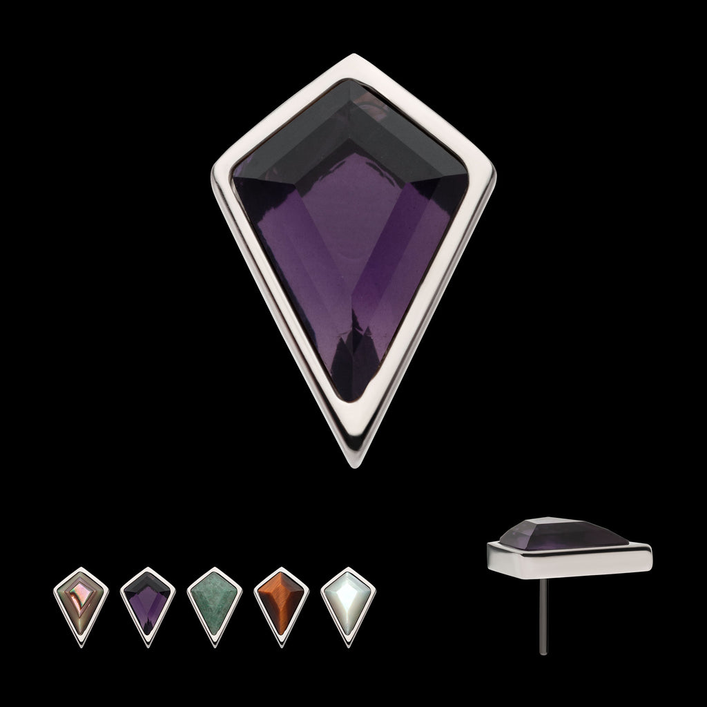Bezel Set Kite Shape Stone Flatback Stud Earring / Nosering - Titanium