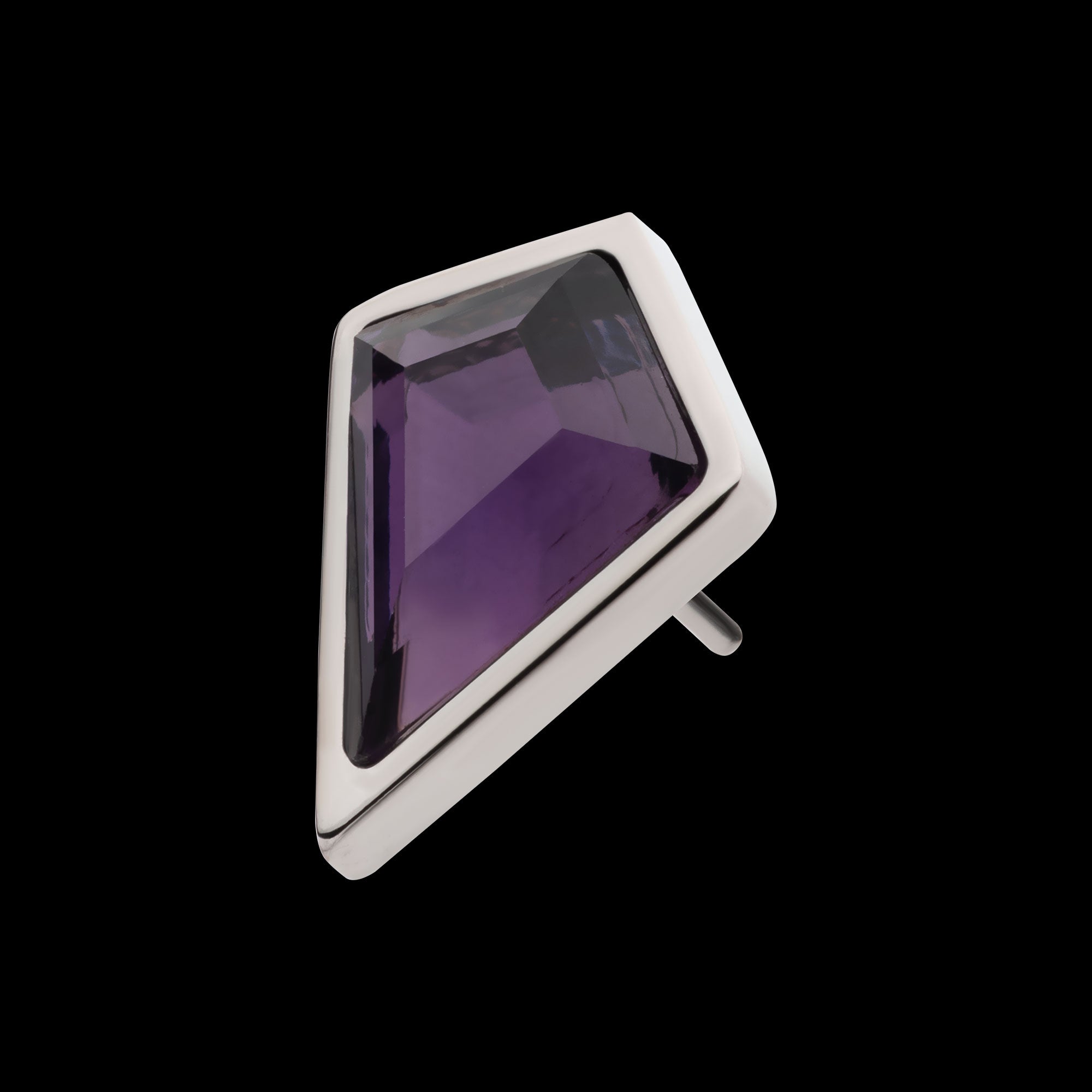 Bezel Set Kite Shape Stone Flatback Stud Earring / Nosering - Titanium