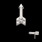 Pave Set Round CZ Gem Arrow Flatback Stud Earring / Nosering - CZ in Titanium