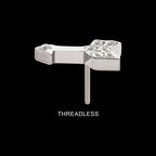 Pave Set Round CZ Gem Arrow Flatback Stud Earring / Nosering - CZ in Titanium