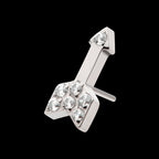 Pave Set Round CZ Gem Arrow Flatback Stud Earring / Nosering - CZ in Titanium