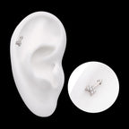Pave Set Round CZ Gem Arrow Flatback Stud Earring / Nosering - CZ in Titanium