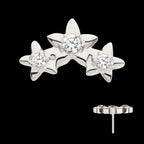 Prong Set Round CZ Gem 3-Cluster Star Flatback Stud Earring / Nosering - CZ in Titanium