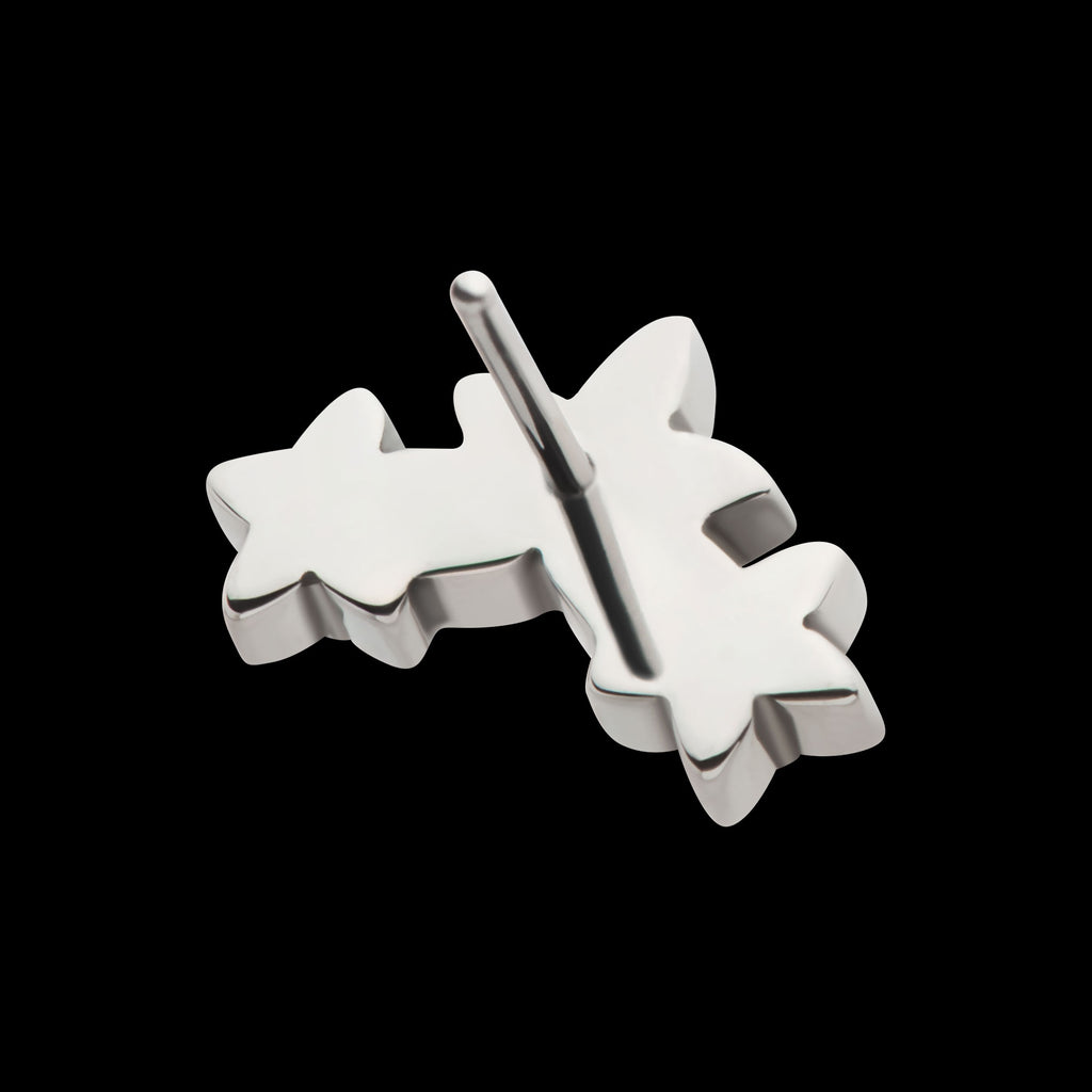 Prong Set Round CZ Gem 3-Cluster Star Flatback Stud Earring / Nosering - CZ in Titanium