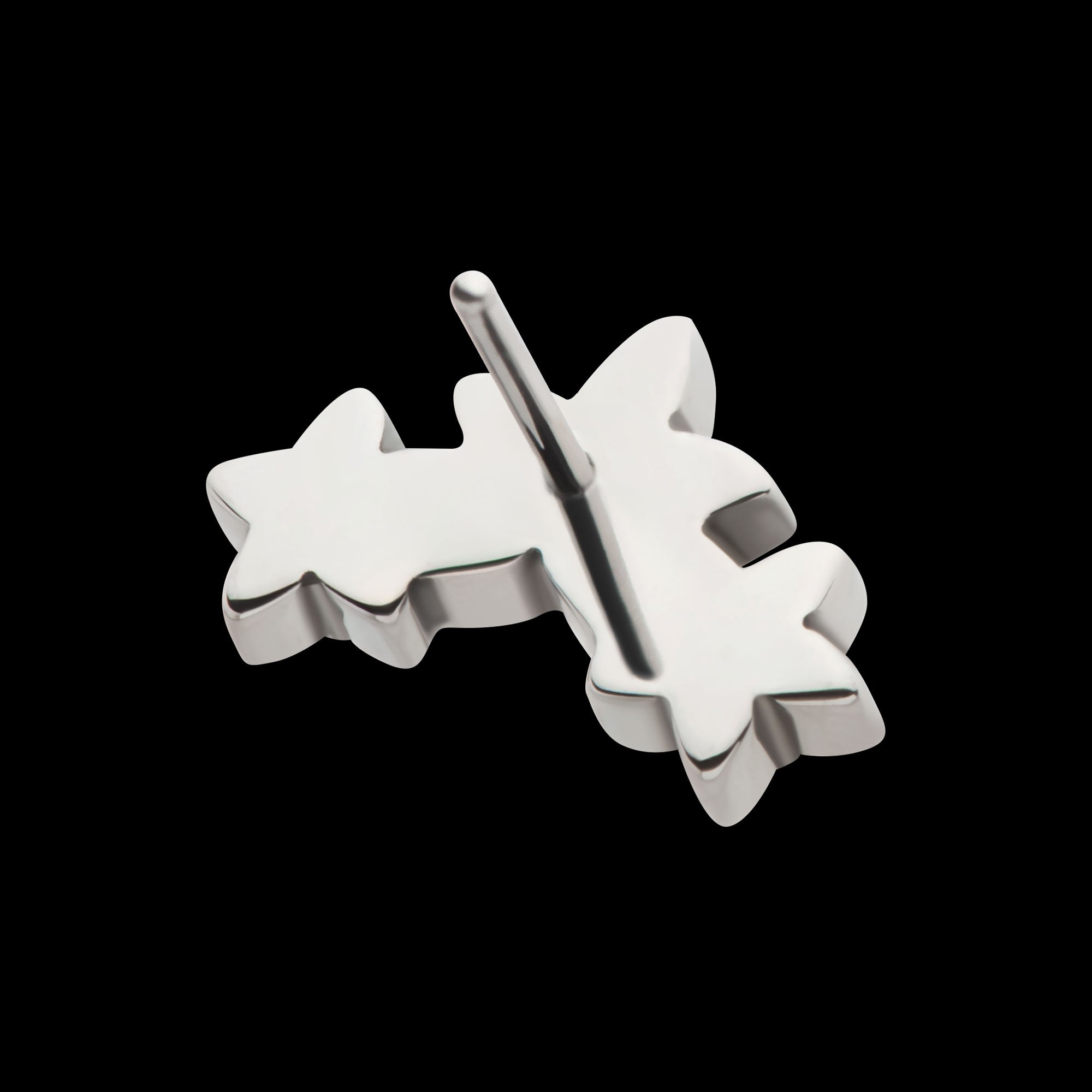 Prong Set Round CZ Gem 3-Cluster Star Flatback Stud Earring / Nosering - CZ in Titanium
