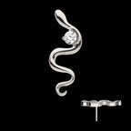 1.8mm Prong Set Round CZ Gem Snake Flatback Stud Earring / Nosering - CZ in Titanium