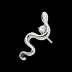 1.8mm Prong Set Round CZ Gem Snake Flatback Stud Earring / Nosering - CZ in Titanium