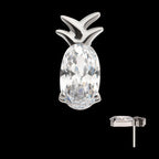 Prong Set Oval CZ Gem Pineapple Flatback Stud Earring / Nosering - CZ in Titanium