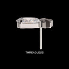 Prong Set Oval CZ Gem Pineapple Flatback Stud Earring / Nosering - CZ in Titanium