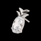 Prong Set Oval CZ Gem Pineapple Flatback Stud Earring / Nosering - CZ in Titanium