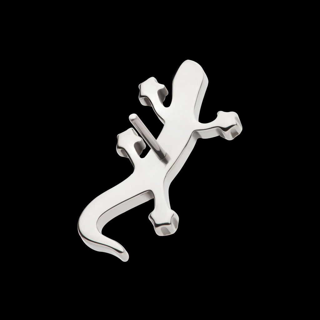 Pave Set Round CZ Gem Lizard Flatback Stud Earring / Nosering - CZ in Titanium