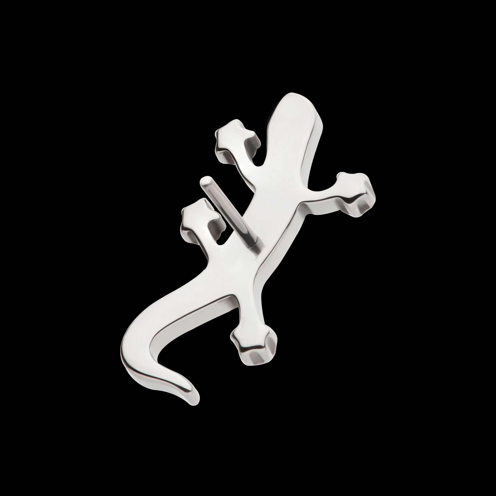 Pave Set Round CZ Gem Lizard Flatback Stud Earring / Nosering - CZ in Titanium