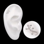 Pave Set Round CZ Gem Lizard Flatback Stud Earring / Nosering - CZ in Titanium