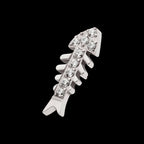 Pave Set Round CZ Gem Fishbone Flatback Stud Earring / Nosering - CZ in Titanium