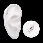 Pave Set Round CZ Gem Fishbone Flatback Stud Earring / Nosering - CZ in Titanium