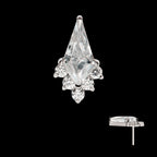 Kite Shape with 5-Cluster Round CZ Gem Flatback Stud Earring / Nosering - CZ in Titanium