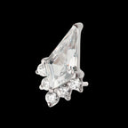 Kite Shape with 5-Cluster Round CZ Gem Flatback Stud Earring / Nosering - CZ in Titanium