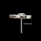 Lotus Flower with Prong Set Gem Flatback Stud Earring / Nosering - Gem in Titanium