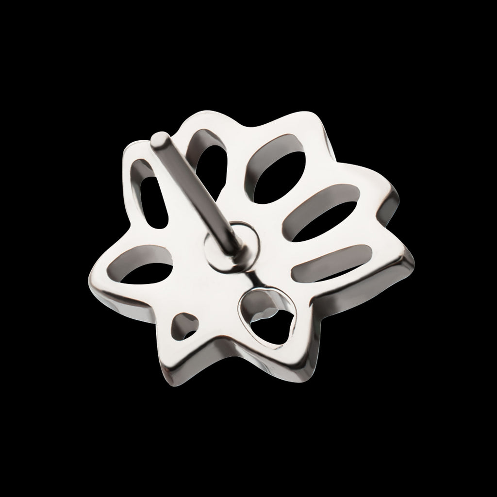 Lotus Flower with Prong Set Gem Flatback Stud Earring / Nosering - Gem in Titanium