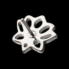 Lotus Flower with Prong Set Gem Flatback Stud Earring / Nosering - Gem in Titanium
