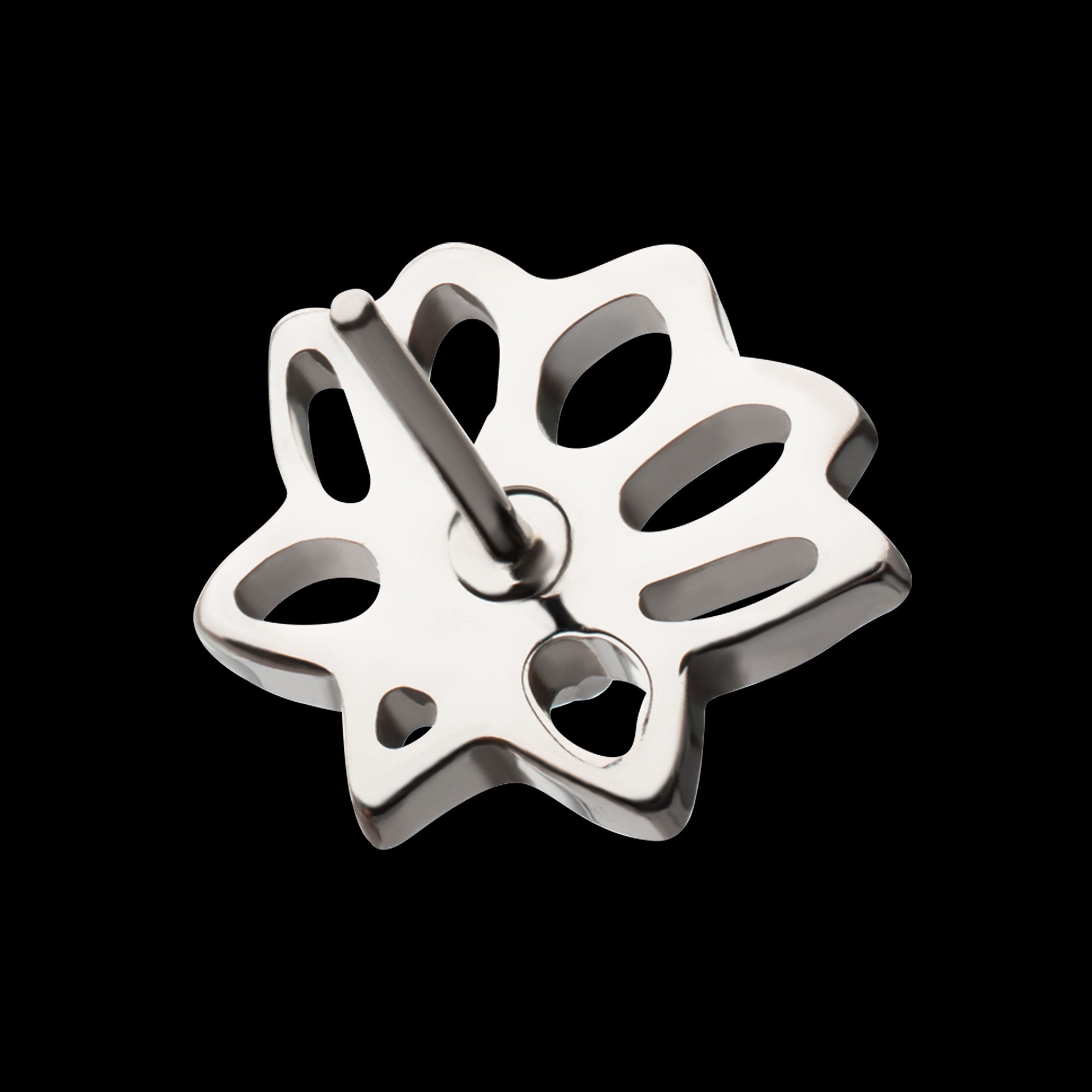 Lotus Flower with Prong Set Gem Flatback Stud Earring / Nosering - Gem in Titanium