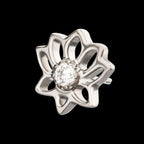 Lotus Flower with Prong Set Gem Flatback Stud Earring / Nosering - Gem in Titanium