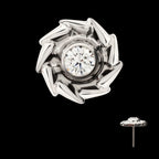 Vortex Spiral with Bezel Set Gem Flatback Stud Earring / Nosering - Gem in Titanium