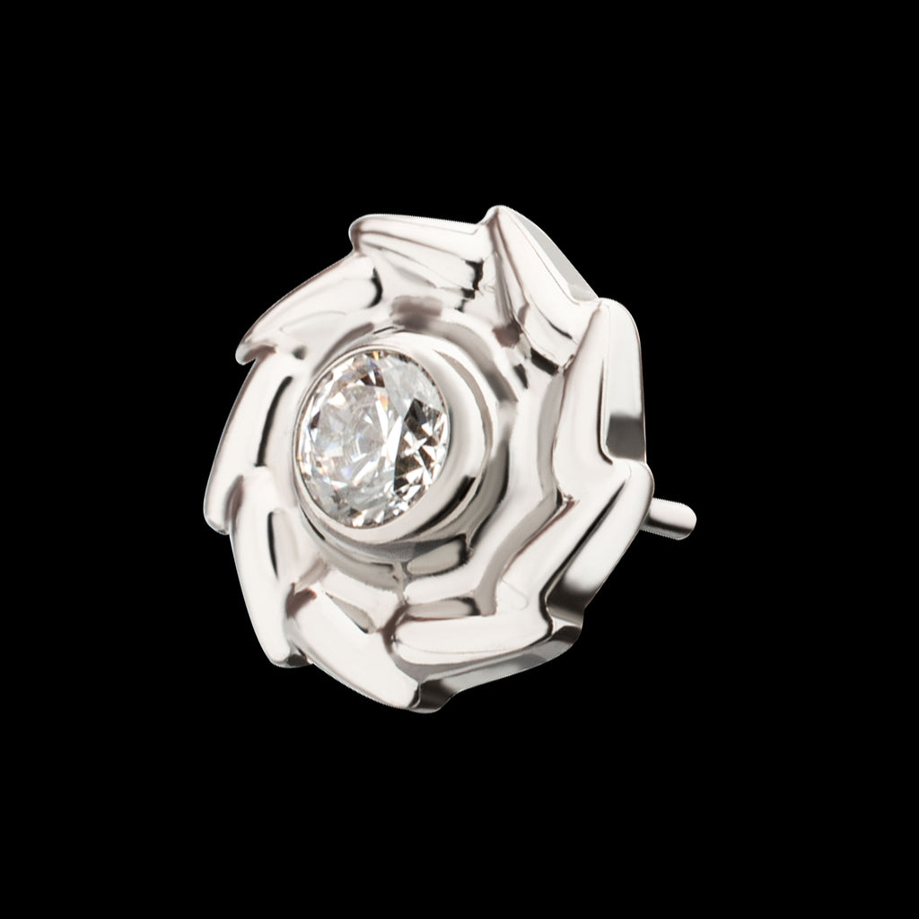Vortex Spiral with Bezel Set Gem Flatback Stud Earring / Nosering - Gem in Titanium