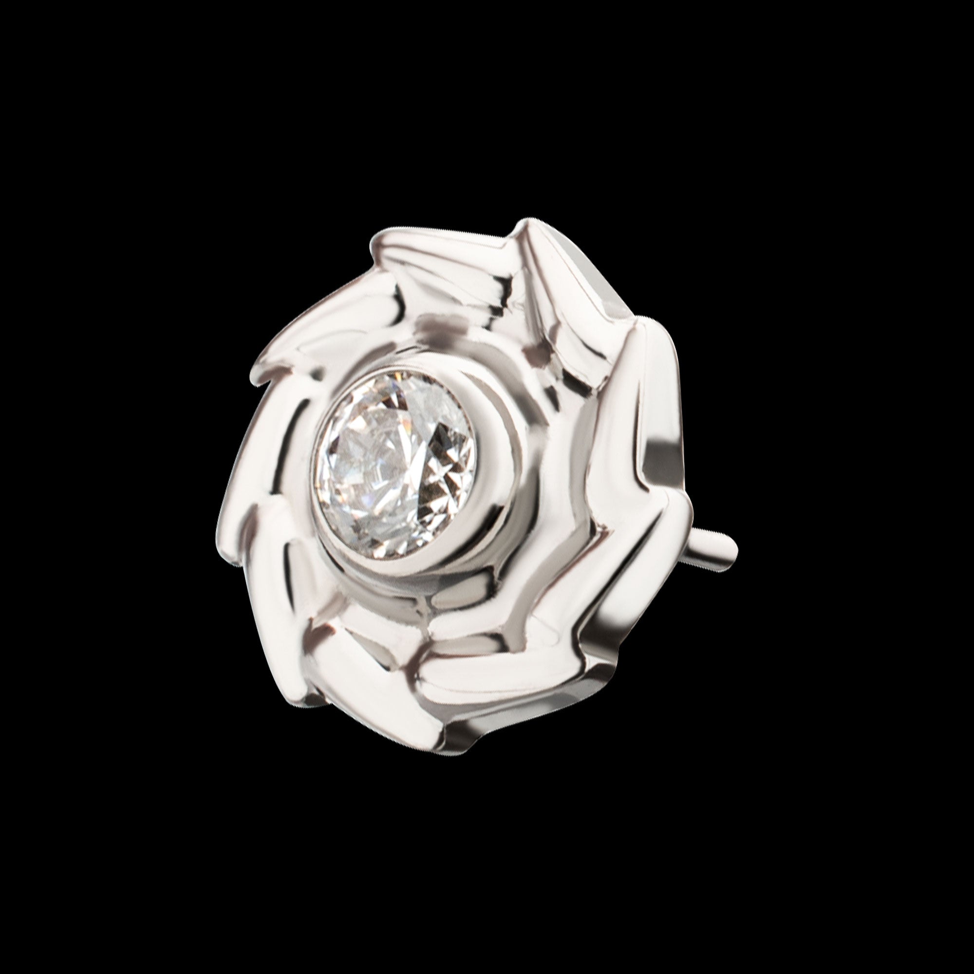 Vortex Spiral with Bezel Set Gem Flatback Stud Earring / Nosering - Gem in Titanium