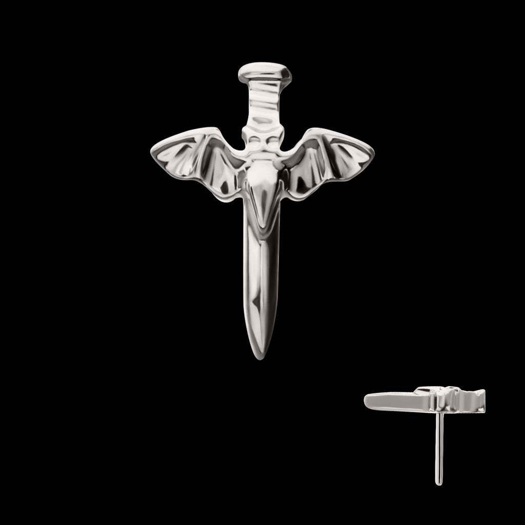Bat Sword Flatback Stud Earring / Nosering - Titanium