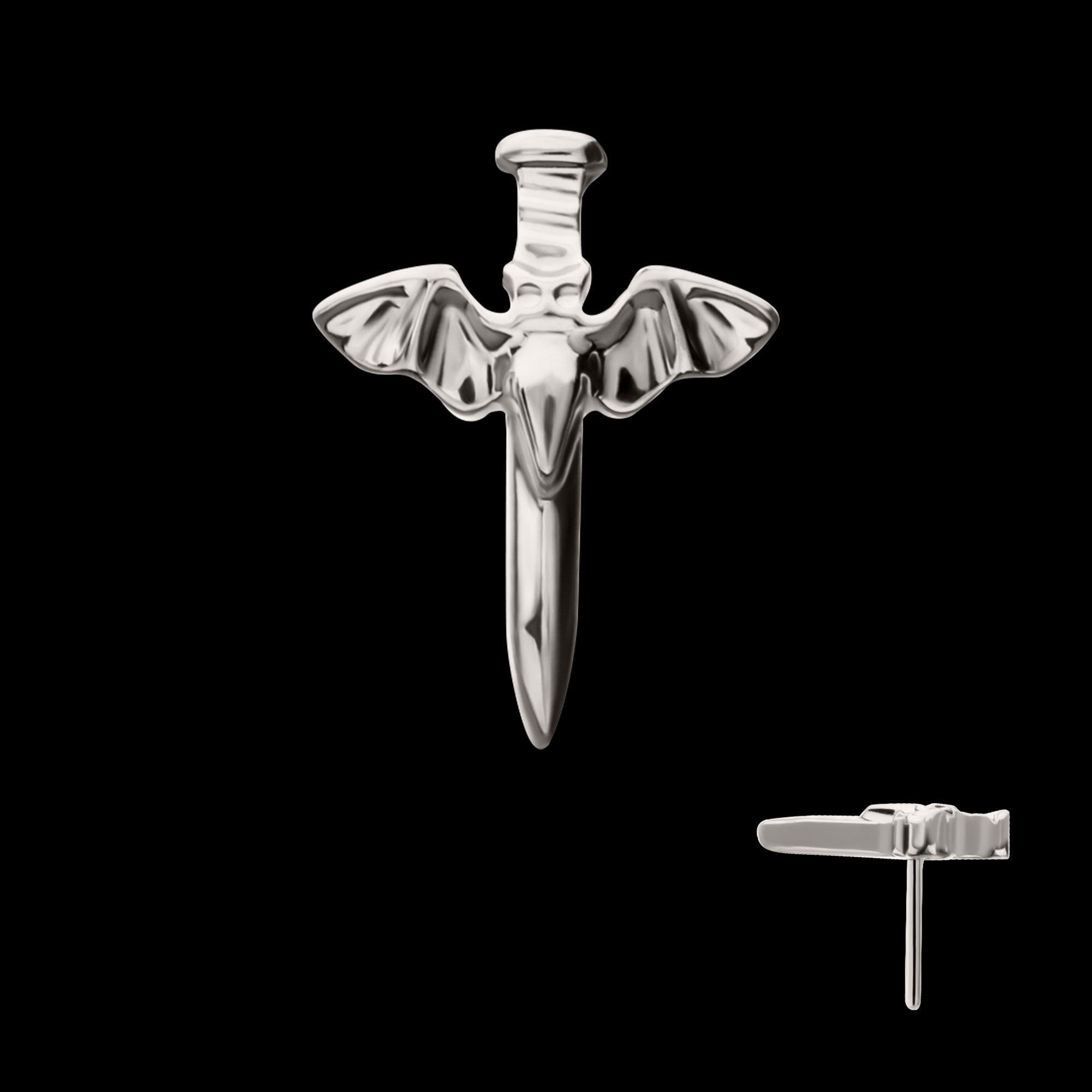 Bat Sword Flatback Stud Earring / Nosering - Titanium