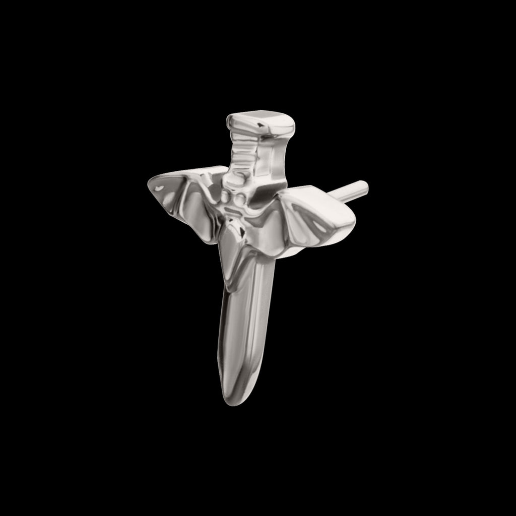 Bat Sword Flatback Stud Earring / Nosering - Titanium