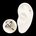 Bat Sword Flatback Stud Earring / Nosering - Titanium