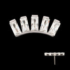 5 Baguette Gem Curved Bar Flatback Stud Earring / Nosering - Gem in Titanium