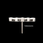 5 Baguette Gem Curved Bar Flatback Stud Earring / Nosering - Gem in Titanium