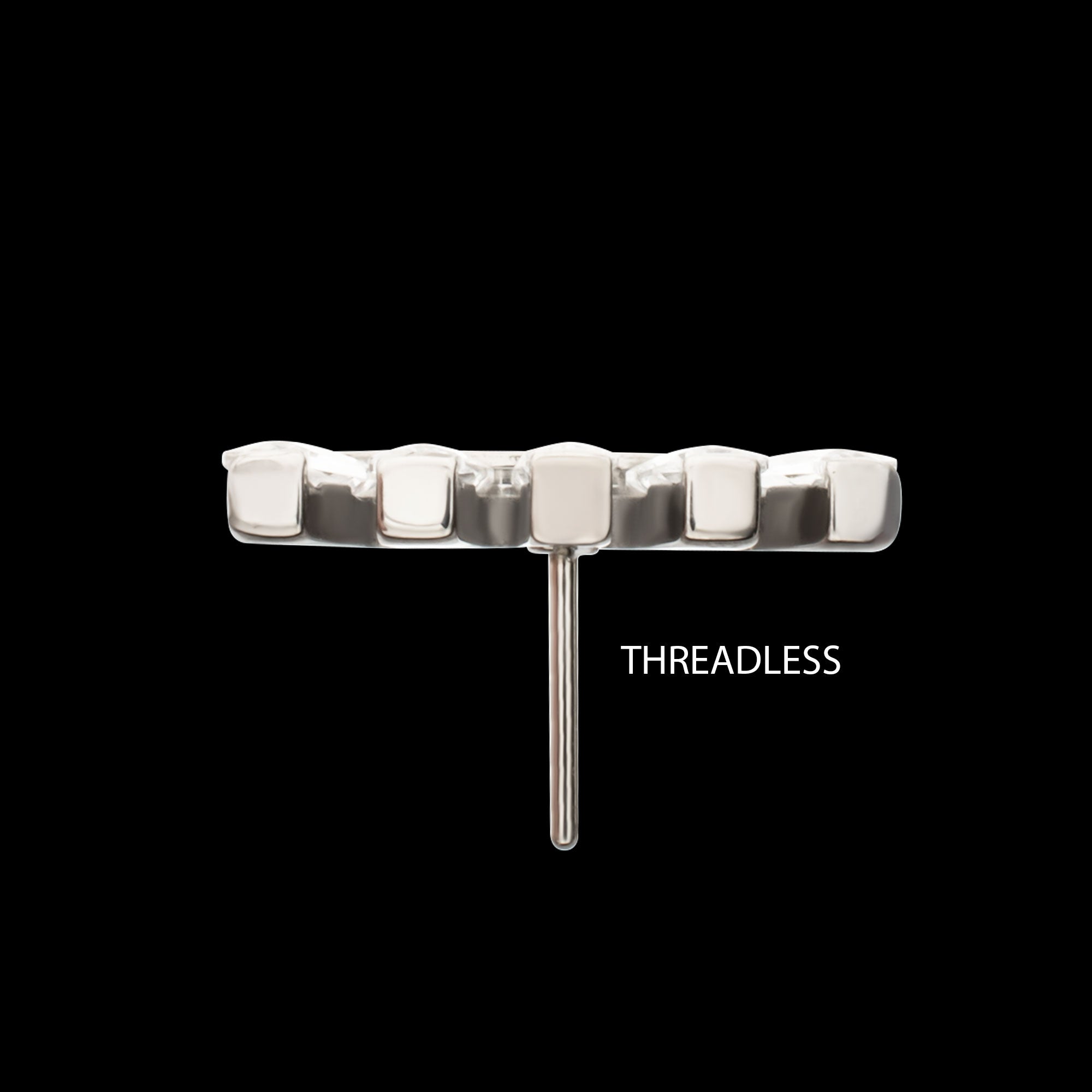 5 Baguette Gem Curved Bar Flatback Stud Earring / Nosering - Gem in Titanium