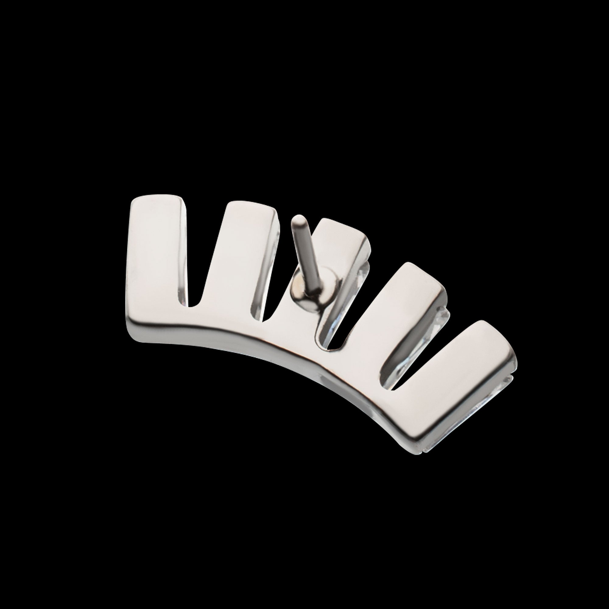 5 Baguette Gem Curved Bar Flatback Stud Earring / Nosering - Gem in Titanium