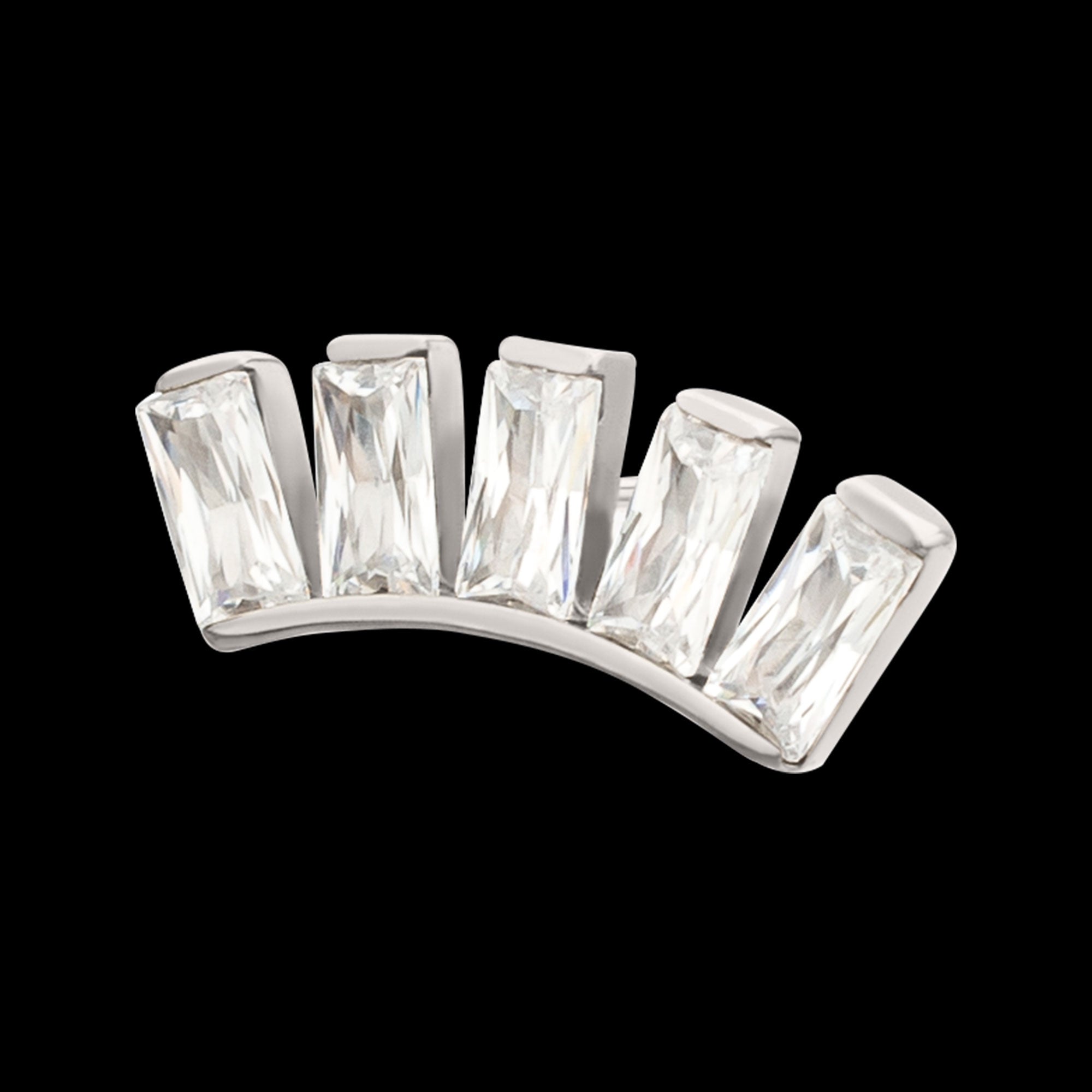 5 Baguette Gem Curved Bar Flatback Stud Earring / Nosering - Gem in Titanium