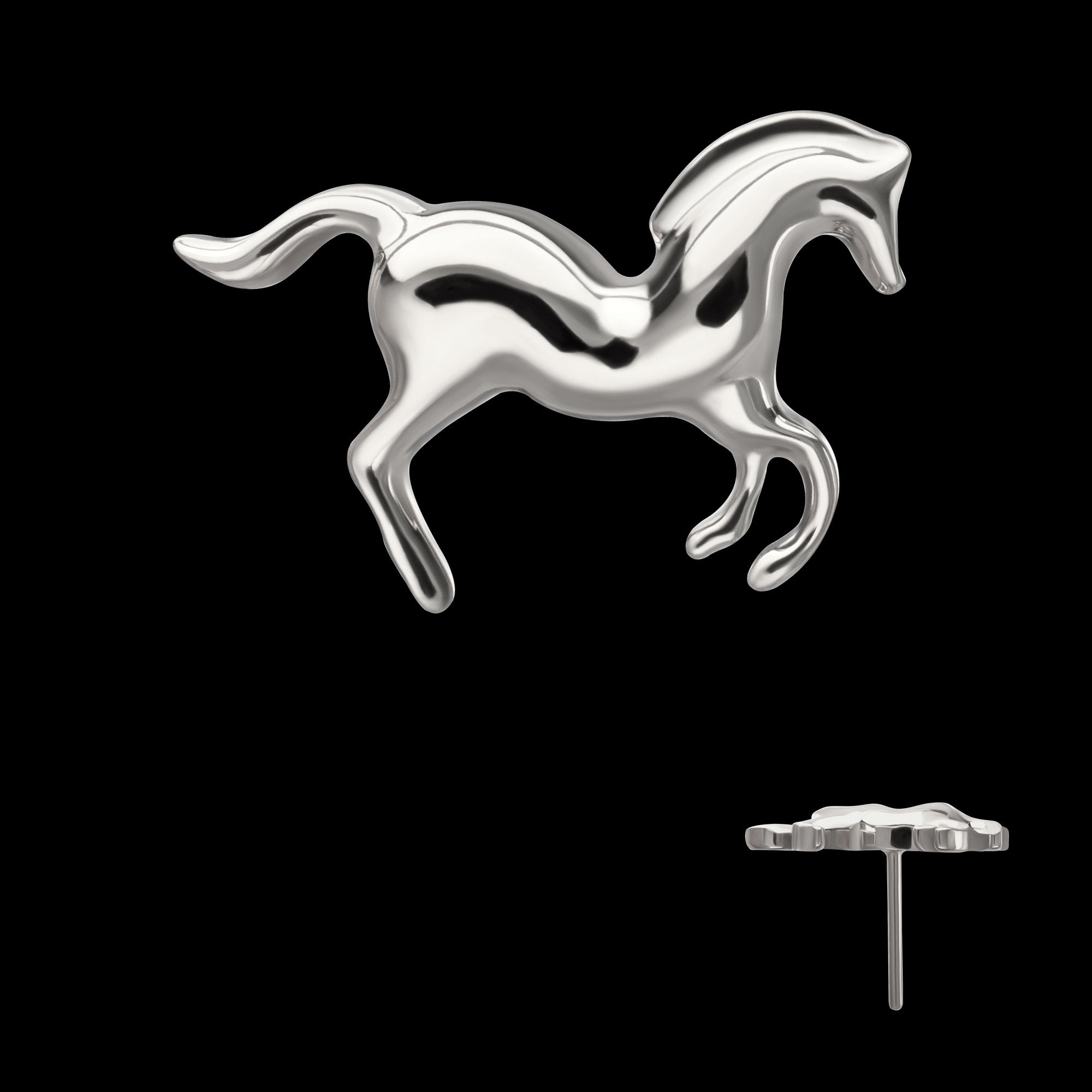 Horse Flatback Stud Earring / Nosering - Titanium