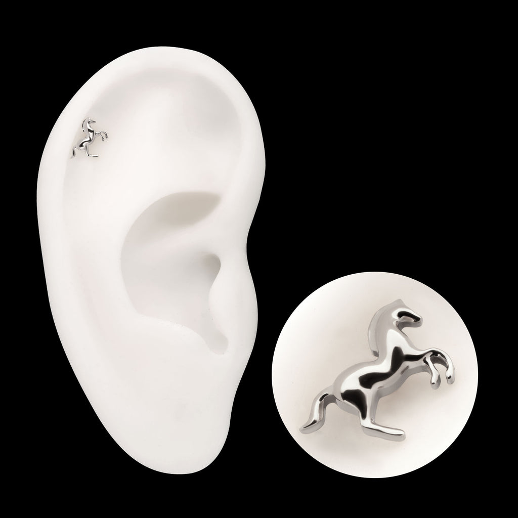 Horse Flatback Stud Earring / Nosering - Titanium